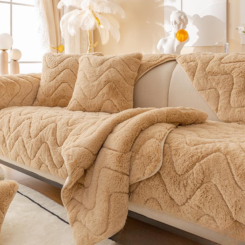 Зимняя плюшевая подушка для дивана, утолщенная нескользящая высококачественная кожаная подушка для дивана, осенне-зимняя доступная роскошная стильная простая подушка