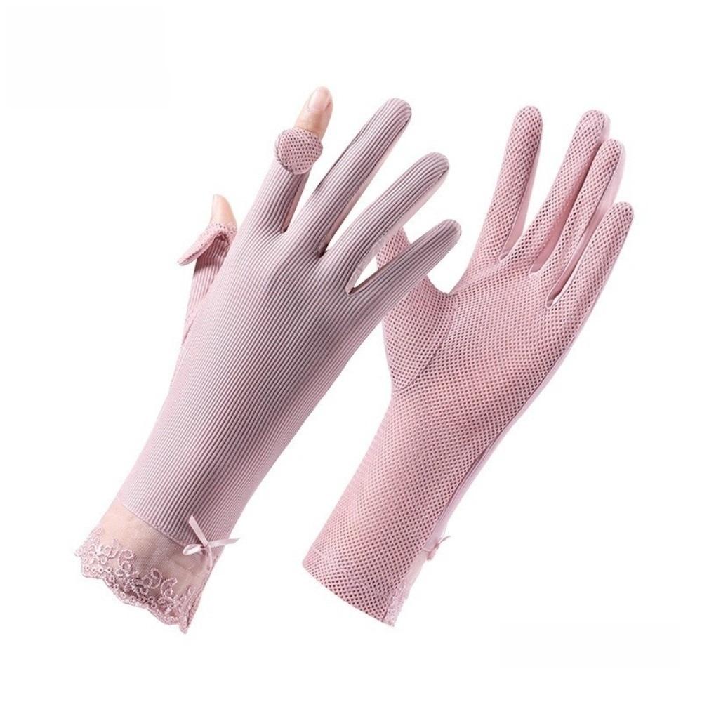 Lace Sun Protection Gloves UV Protection Ice Silk Gloves Lightweight Sunscreen Gloves for Summer