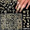 Golden Butterfly & Bow Shape Nail Charms, Metal Alloy 3D Nail Art Decorations for DIY Manicure