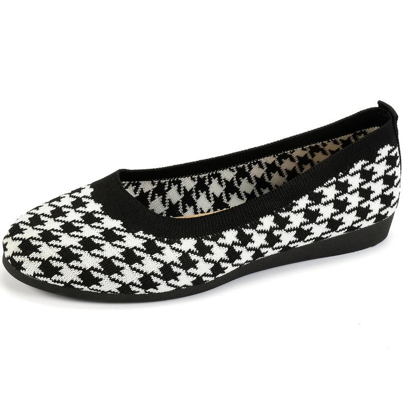 Мода Мода Большой размер 43 Балетки Женские Нарядные Удобные Трикотажные Туфли-балетки Повседневная обувь Балетки для ходьбы Круглый носок Офисная обувь