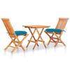 Day and Night - Day and Night Bistro Set 3 Pieces Solid Teak Wood and Light Blue Cushions