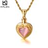 Gold-Plated Stainless Steel Heart-Shaped Zircon Pendant Necklace for Men and Women