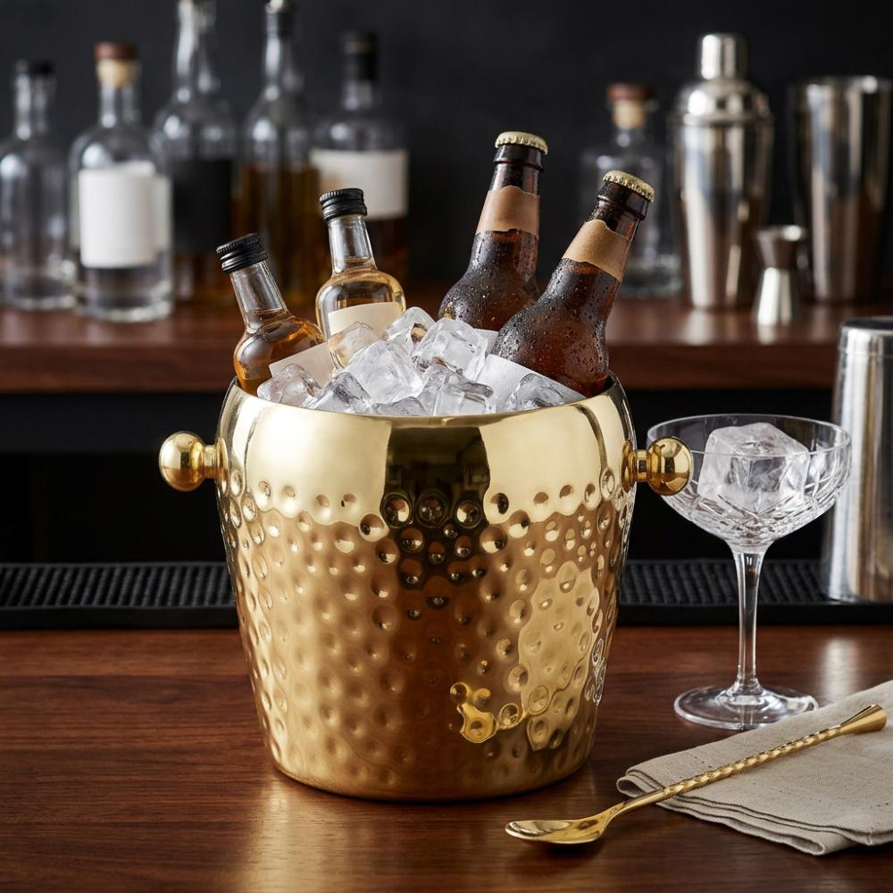 Hammer Point Ice Bucket Stainless Steel Wine Bucket Thickened Champagne Bucket Bar
