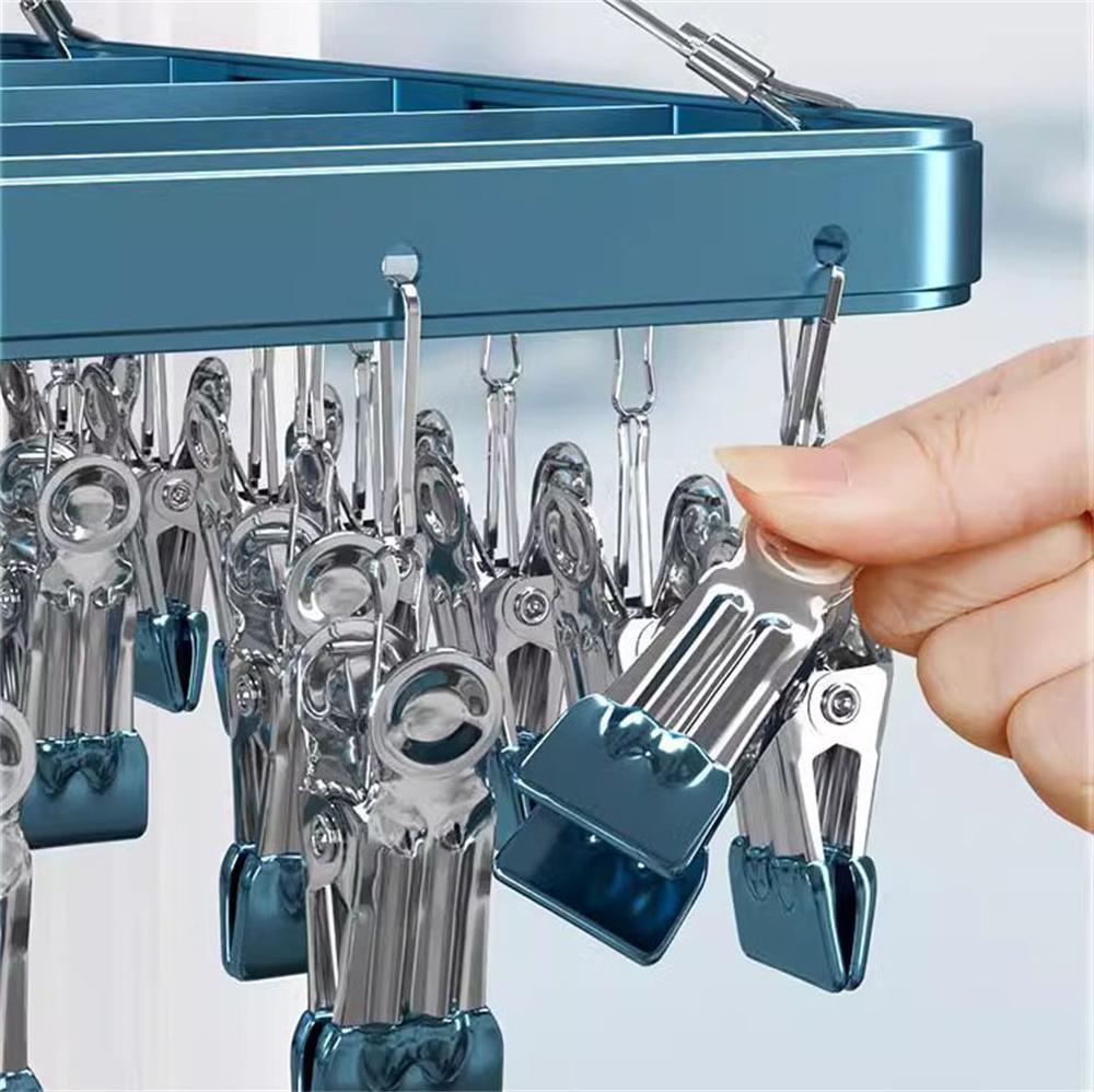 Сушилка для одежды из алюминиевого сплава с 26 зажимами, многофункциональная, для сушки домашних носков и нижнего белья, водонепроницаемая и солнцезащитная