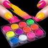 12Pcs 1G 12 Colors Pigment Powder with Cotton Swabs Fluorescent Rainbow Resin Pigment Powder DIY Nail Polish Acrylic Nail Body Art Eye Face