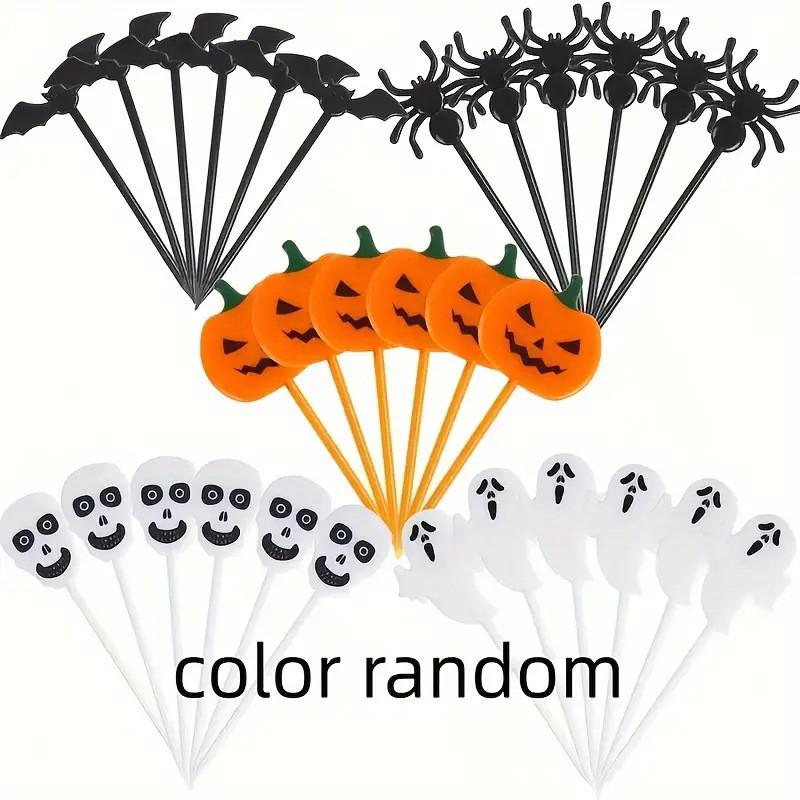 Хэллоуин Тыква Привидение Мини Вилки Бенто - Набор Мультяшных Украшений для Фруктовой Вечеринки