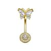 Bow Knot Butterfly Navel Jewelry Dangled Design Belly Rings Crystal Zircon Piercing Belly  Seaside