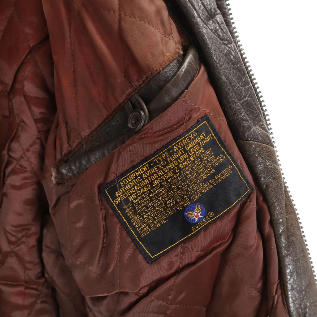 AVIREX 90-е Старая кожаная куртка S Коричневый Блузон Мужская Б/У