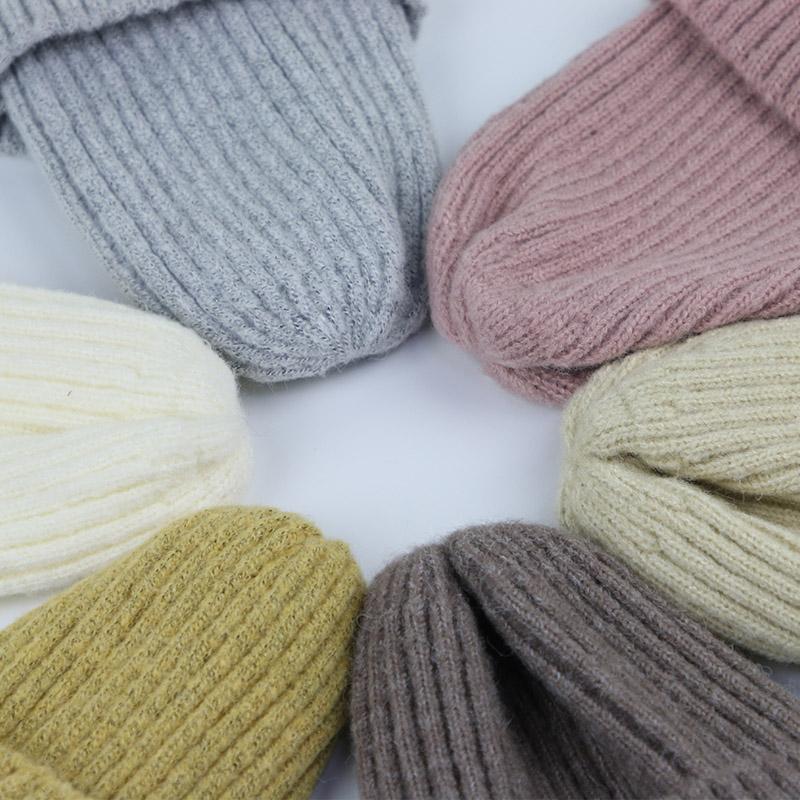 Winter Baby Knit Hat Woolen Warm Kids Crochet Bonnet 6-36 Months Boy Girl Toddler Ear Protection Cap Solid Color Children Beanie