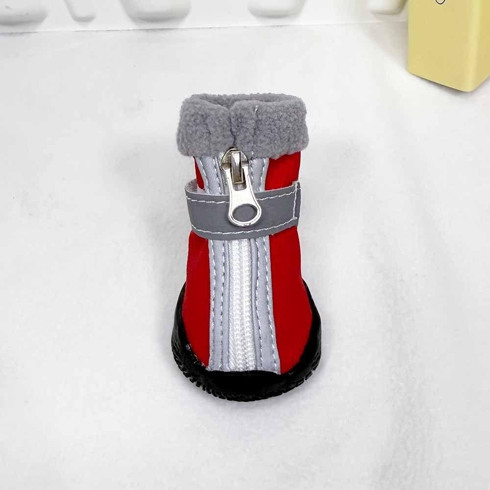 4pcs/set Thickened Winter Dog Shoes Waterproof Anti-slip Dog Boots Pet Snow Boots Adventure