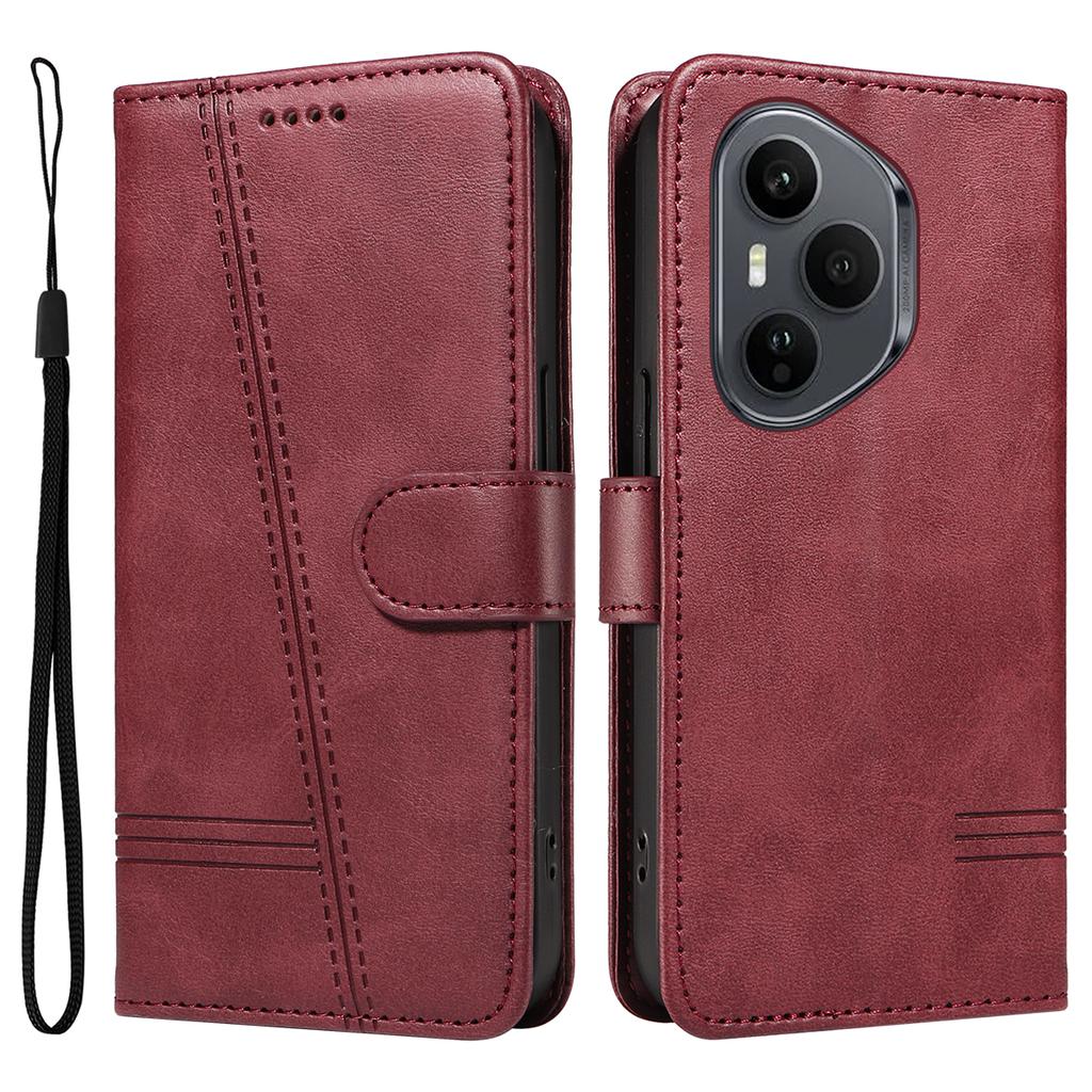 Для Honor 400 Pro 5G (Глобальный) Кошелек Чехол Т-образные линии Кожаный Чехол для телефона Подставка