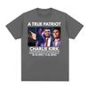 Discover The Patriotic Memorial of The American Flag True Patriot Charlie Kirk T-shirt 2025summer Printed Cotton T-shirt