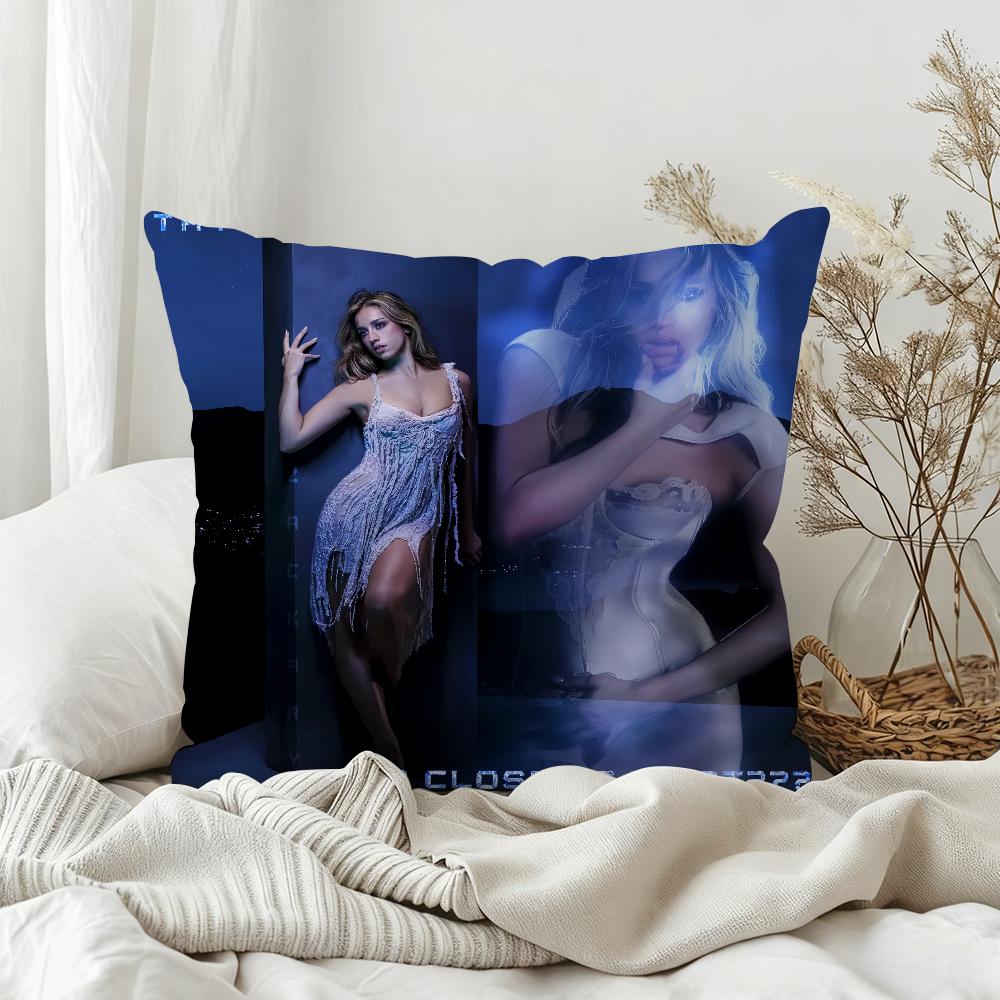 Hot Singer Tate McRae So Close to What Pillow Case Bedroom Sofa Living Room Backrest Decoration Square Cushion Nap Time