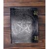 Fat Leather Journal Large 400 Pages Black Pentacle Grimoire Book of Shadow Leather Notebook Journal Blank Handmade Book Sketchbook