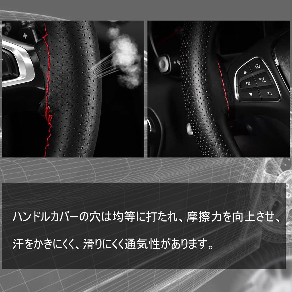 Honda Legend/Insight Insight Leather Genuine Leather Steering Wheel Cover Braided Steering Wheel Cover Anti-Slip Black