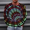 Optical Illusions Pattern 3D Printed Casual Long Sleeved Men's T-shirts - Soft Medium Stretch Polyester Fabric Spring and Autumn Relaxed Fit Clothing