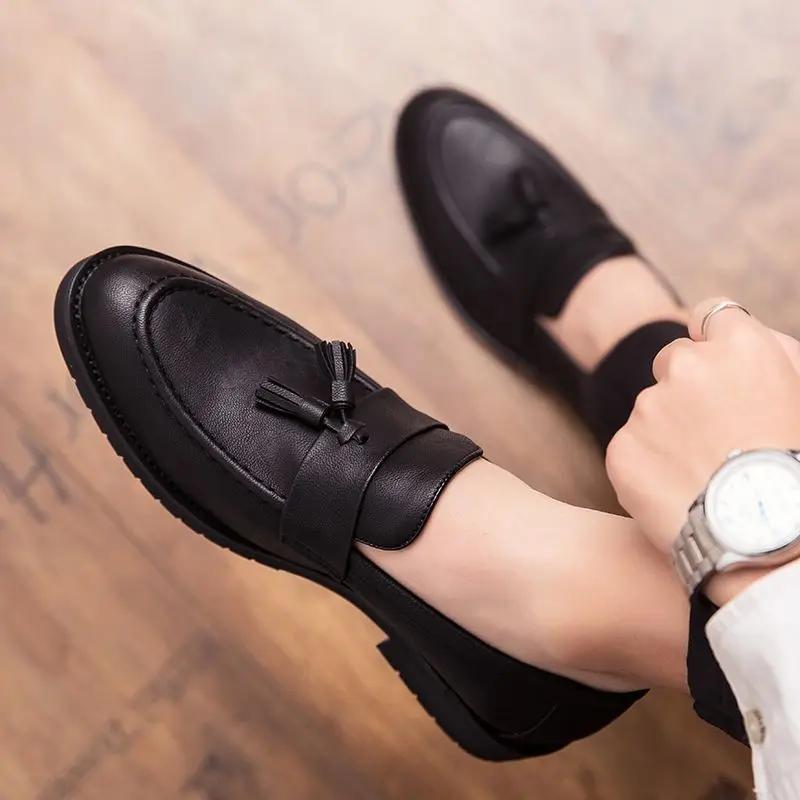 Мода 2024 года, мужская повседневная обувь с острым носком, классическая, оригинальная, легальная, новая, в социальных удобных мужских кожаных туфлях