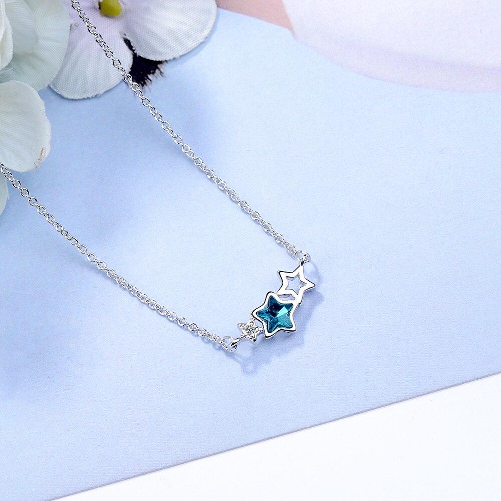 Ожерелье из искусственного хрусталя в форме звезды из стерлингового серебра 925 пробы с кубическим цирконием для женщин, цепочка на ключицу S-N78