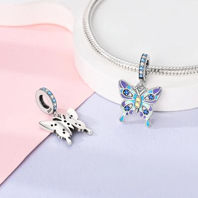 Шармы-бусины Plata Оригинальные Цветные Бусины-бабочки Для Шармов Медный Браслет Ювелирные Изделия Создание Женский Подарок Выбор