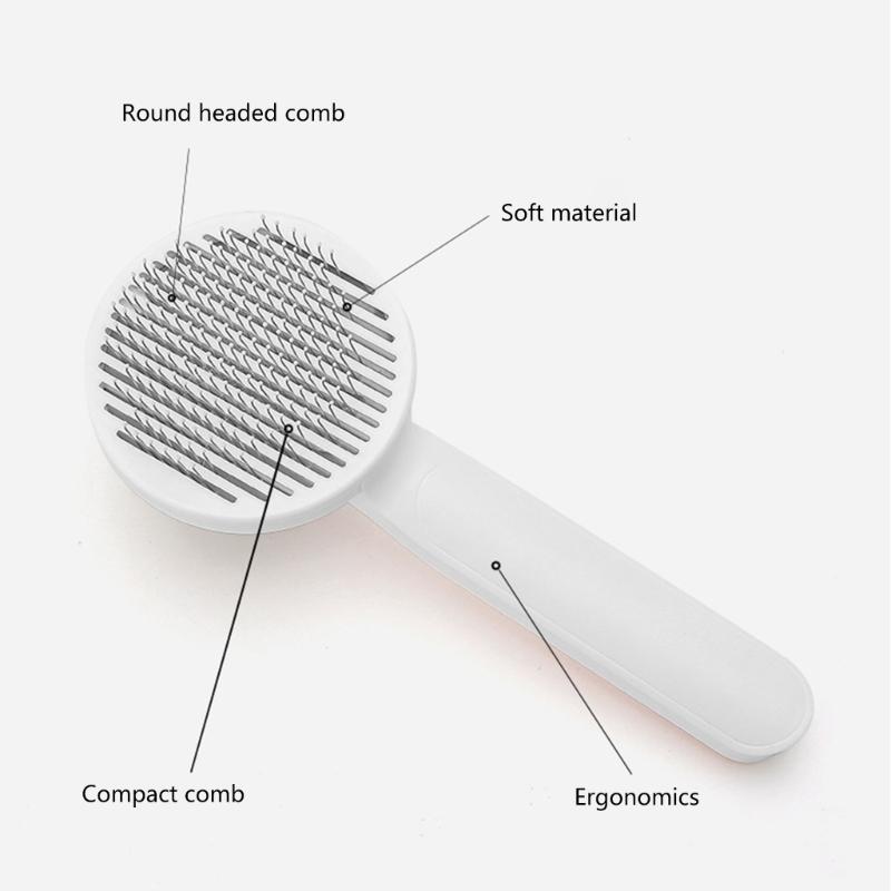 Cat-shape Self Cleaning Brush for Dogs & Cats Pet Grooming Tool Gentle Remove Undercoat Shedding Mats and Tangled Hair