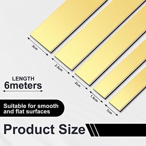 600cm-1cm Stainless Steel Peel and Stick Moulding, Tile Edging Trim, Window Trim Suitable for Fireplaces, Mirror Frames, Walls, Cars and Furniture (Go