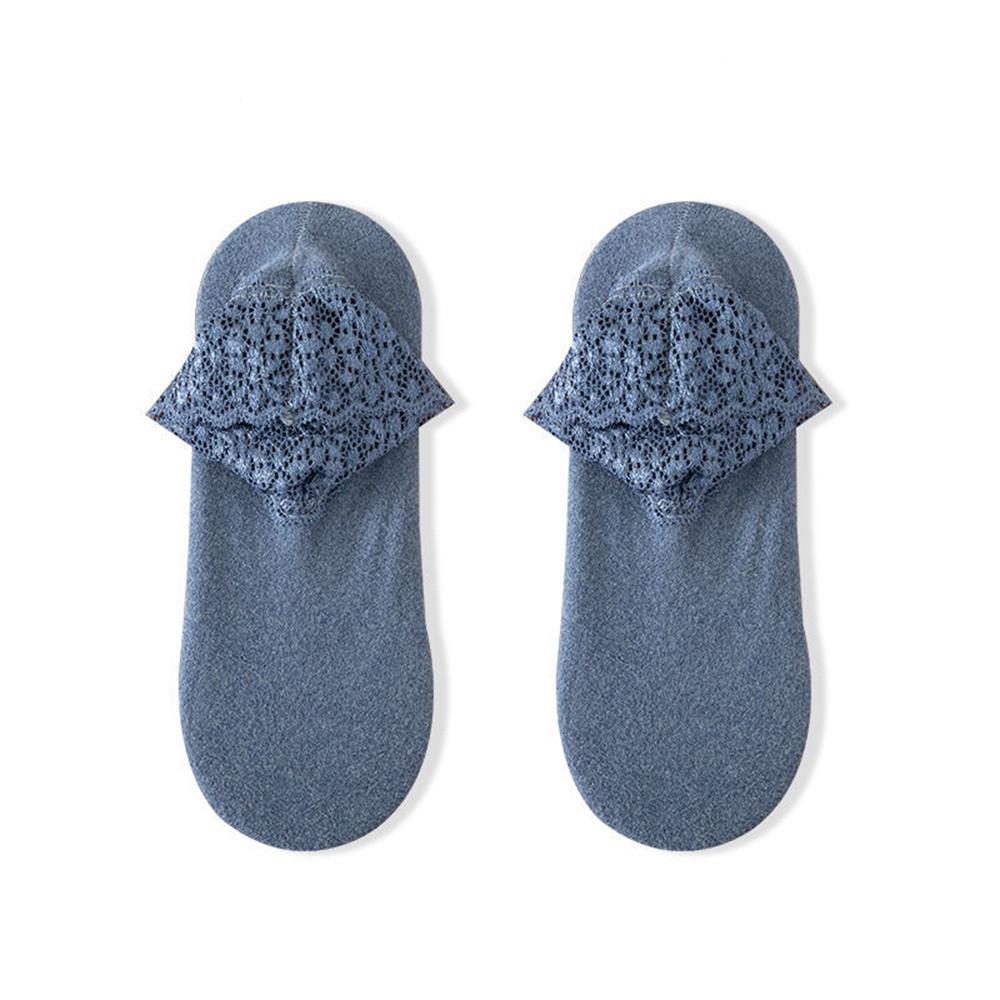 Autumn Winter Hollow Lace Short Floor Socks Silicone Anti Slip Warm Velvet Loose Mouth Socks Low Tube Thicken Meia