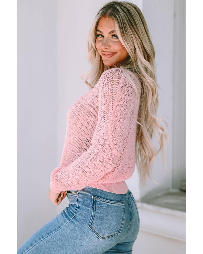 Azura Exchange Топ с длинными рукавами и ажурной вязкой