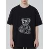 Black T Shirt with White Teddy Bear Print for Casual Wear