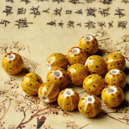 Керамические украшения Jingdezhen DIY Аксессуары 12 мм Цветочные глазурованные бусины-арбузы для изготовления ожерелий и плетеных женских браслетов Материалы