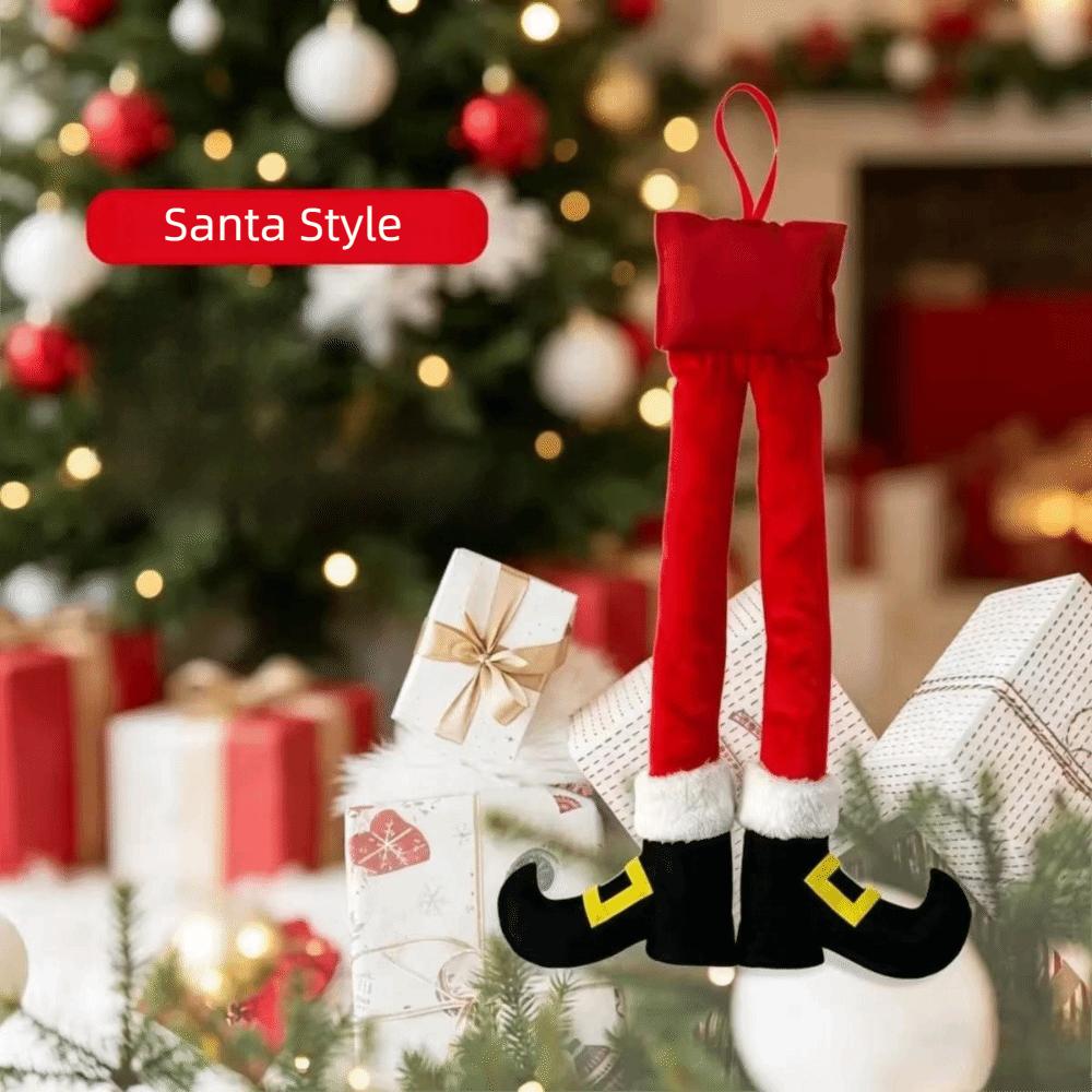 Soft Christmas Elf Legs Hanging Ornament Fireplace Mantel Decoration Home Holiday Party Decor