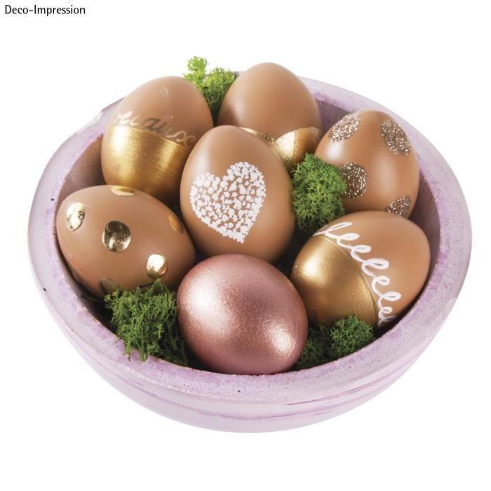 Oeufs en plastique - RAYHER - 6cm ø - Couleur abricot - Décoration de fête - Mixte