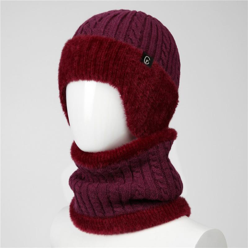 Шапка Мужская зимняя вязаная шерстяная шапка Утепленные ушные клапаны Теплая и холодная хлопковая шапка