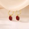 Style Jewelry Accessories Ear Buckle Small Huggie Earrings Women Hoop Earrings Wine Red Earrings