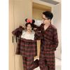 Комплект домашней одежды в клетку с кружевом в корейском стиле для пары - Осень/Зима