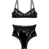 Женский комплект сексуального нижнего белья с открытой чашкой, бюстгальтер без косточек без косточек и трусики-стринги