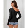 Летний женский тонкий вязаный топ нерегулярной формы с наклонными плечами и длинными рукавами