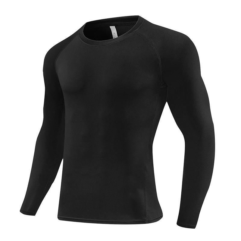 Mens Quick-Dry Compression Long Sleeve Cycling Jersey Breathable Athletic Base Layer Running Gym Basketball Training