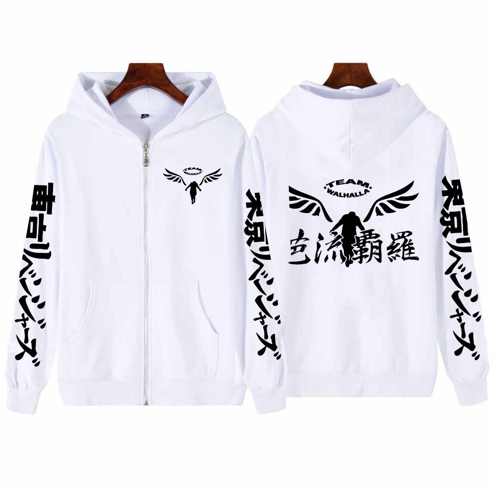 Новые толстовки с капюшоном Gambar Valhalla Токио Мстители в стиле аниме Манга Harajuku, мужские зимние толстовки на молнии, повседневные толстовки унисекс, большие толстовки на молнии