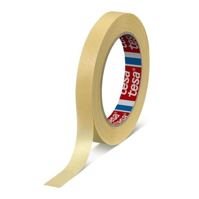 Tesa Basic Masking Tape 50M X Cream, General Purpose Paper Tape, Natural Rubber, Surface Protection