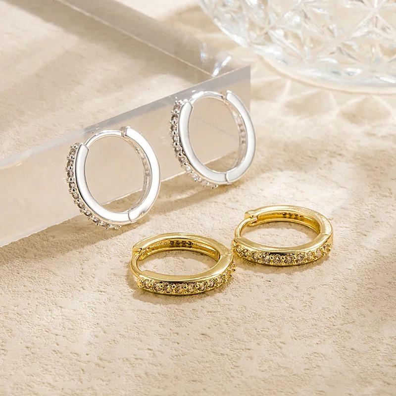 2Pcs Stainless Steel Minimalist Hoop Earrings Crystal Zirconia Small Huggie Thin Cartilage Earring Helix Tragus Piercing Jewelry