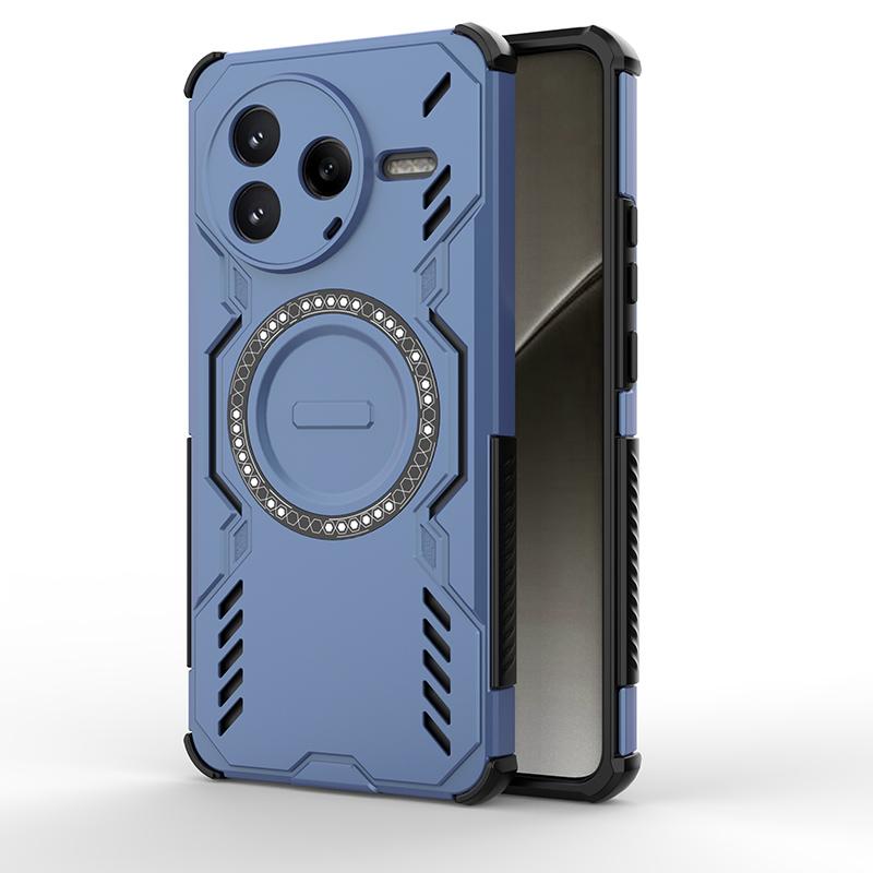 Для POCO F7 Pro F7 Ultra Механический Рассеивающий Тепло Четыре Угла Воздушная Подушка Защита от Падения Мощный Магнитный Чехол для Телефона Без Беспроводной Зарядки