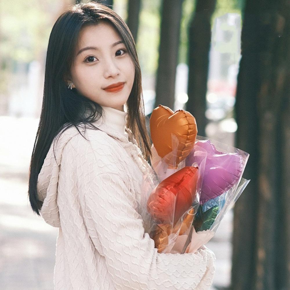 5/10Pcs Flower Shape Love Heart Balloons Aluminum Foil Balloon Bouquet  Mother's Day