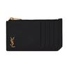 Ysl Монограмма Золотой Логотип Молния Зернистая Кожа Держатель для Карт Женские Кошельки Черный 637425-15B0W-1000