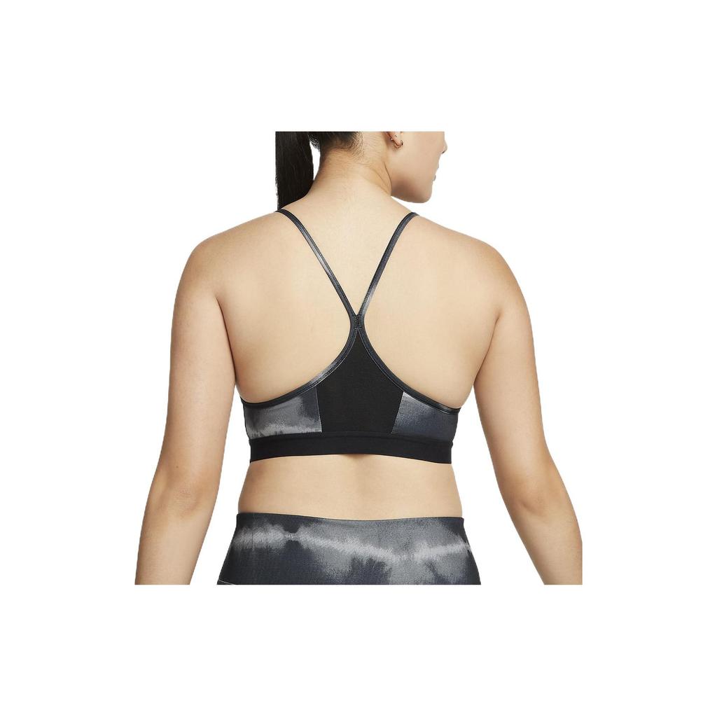Nike Спортивный бюстгальтер с низкой интенсивностью поддержки Dri-FIT Indy Allover Print, женское нижнее белье, черное DM0558-010