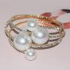 Gold-Plated Silver Women's Necklace & Bracelet Set with Pearls and Rhinestones