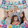 Mermaid Birthday Banner With Cupcake Topper+Balloons Birthday Party Decorations