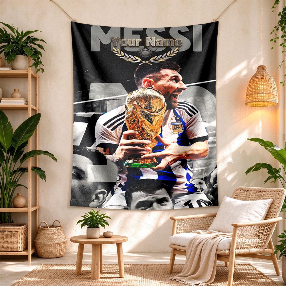 Football Messi Personalized Name Tapestry Cozy Personalized Tapestry Soft Durable Fabric Ideal for Living Room Decor Ideal for All Seasons