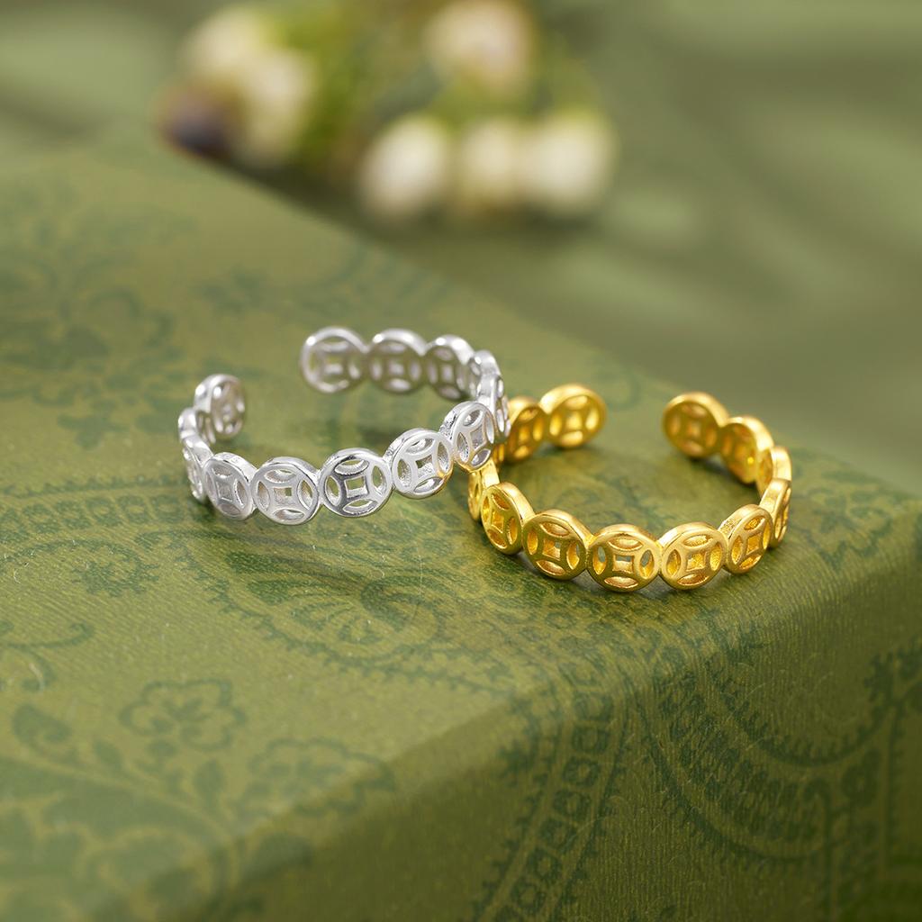 Кольцо из серебряной монеты S925, женское ретро, простое серебряное медное кольцо из монеты, нишевая мода высокого класса