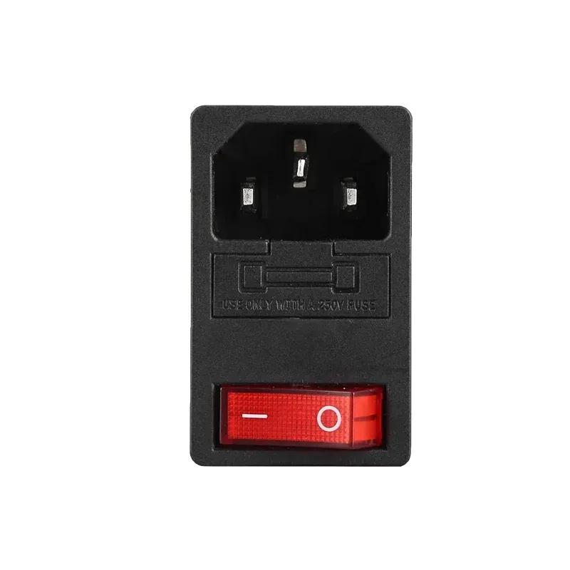 5Pcs 250V AC Socket Red LED 10A Fuse Electrical Rocker Switch Male Plug Female Socket Connector