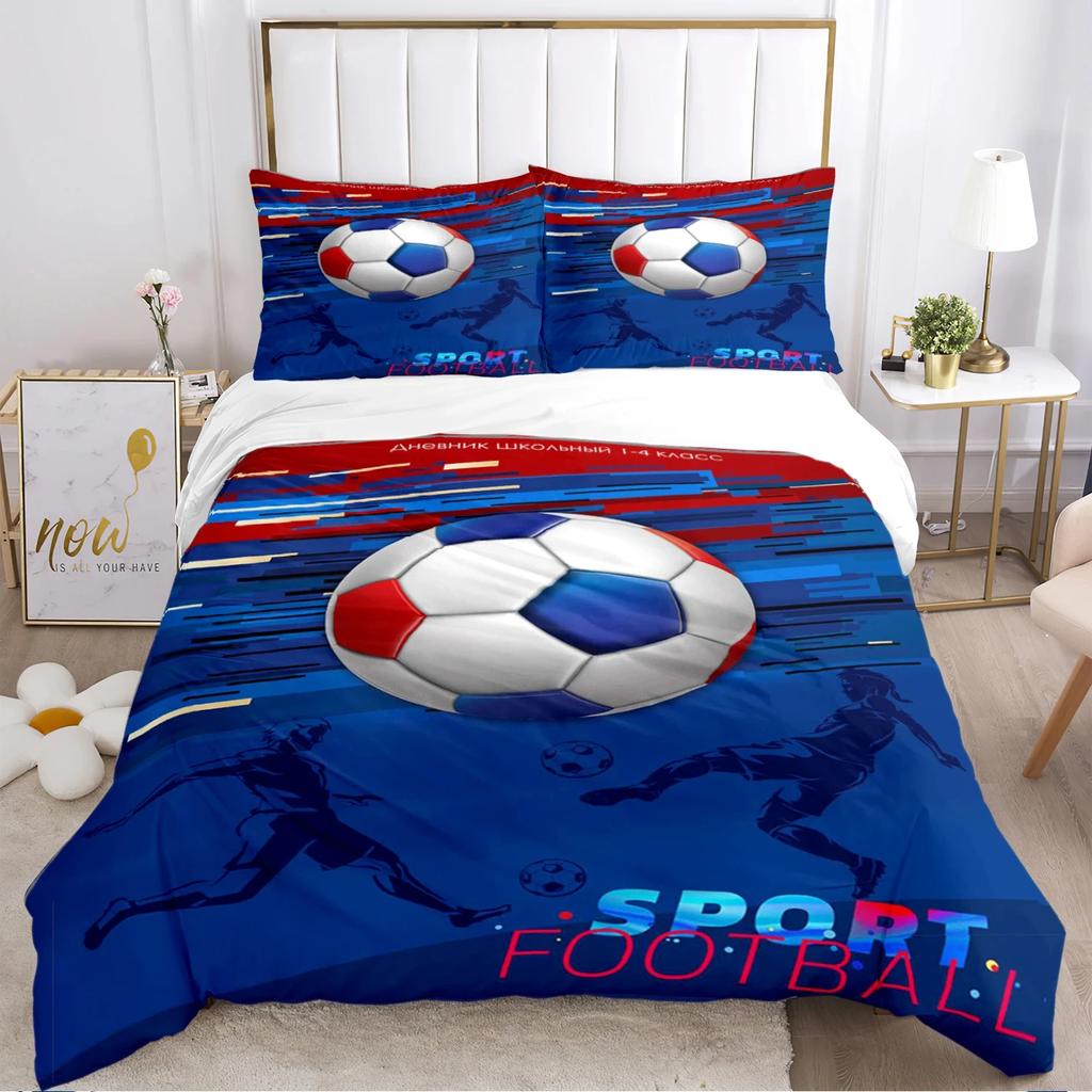 Мягкий комплект постельного белья с пододеяльником Футбол Мягкий теплый одеяло Комплекты постельного белья плюс наволочки для Teens, Односпальный/Двуспальный/Квин/Кинг Удобный пододеяльник Наволочка